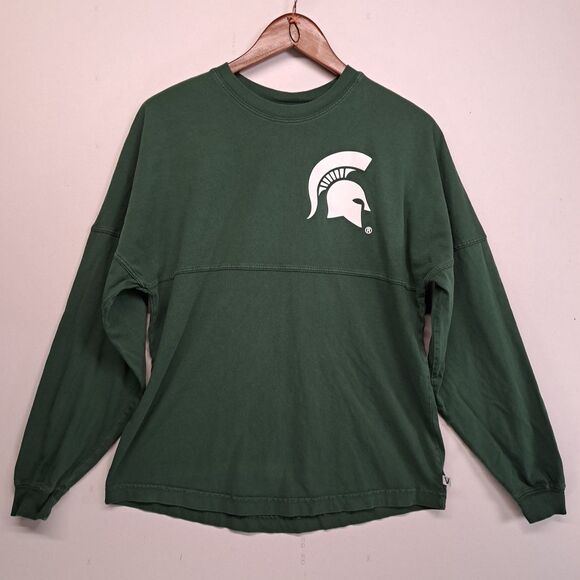 Michigan State Spartans Spirit Jersey Long Sleeve Shirt Womens Small Green MSU - Picture 4 of 9